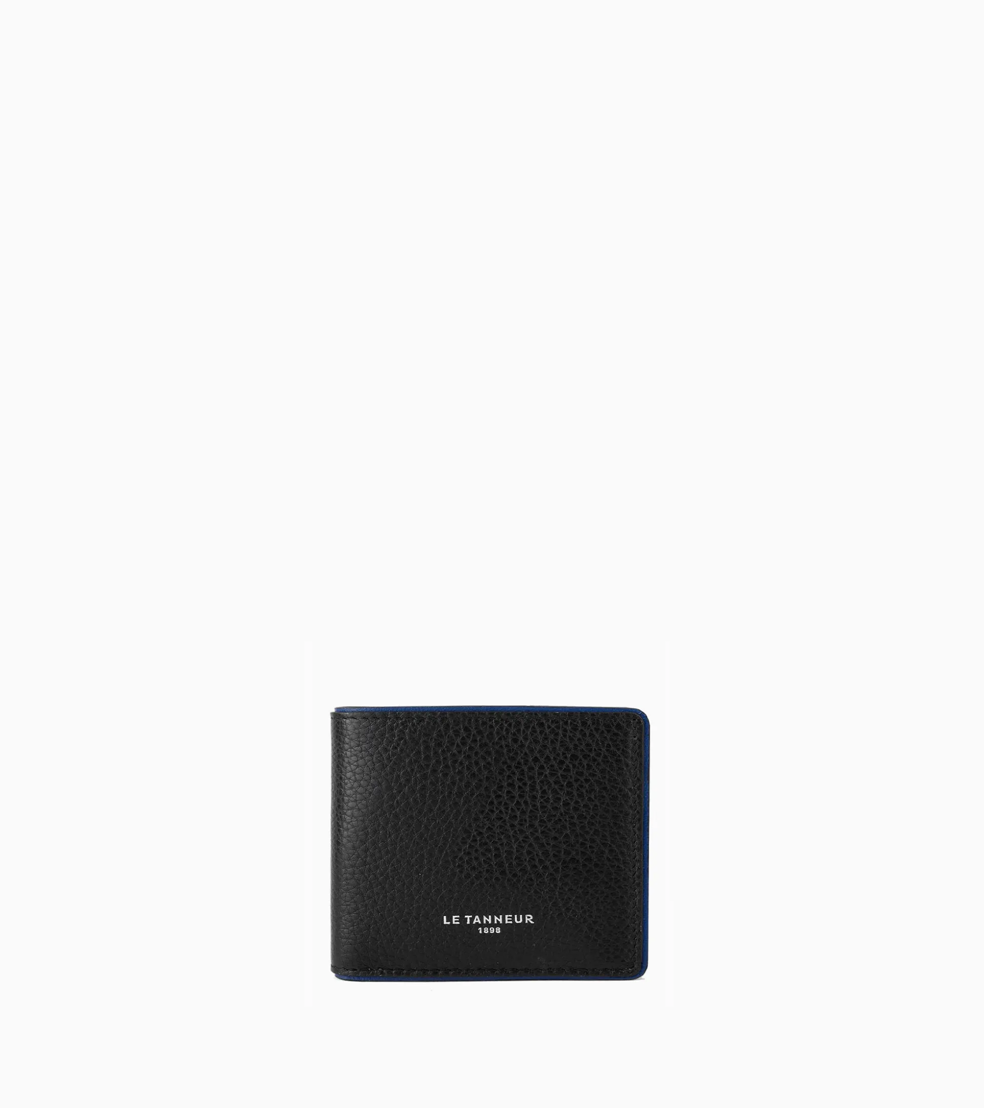 Portefeuille horizontal poche monnaie à rabat Augustin en cuir grainé - Black Le Bleu