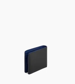 Portefeuille horizontal poche monnaie à rabat Augustin en cuir grainé - Black Le Bleu