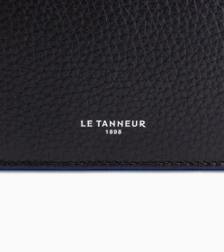 Portefeuille horizontal poche monnaie à rabat Augustin en cuir grainé - Black Le Bleu