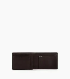 Portefeuille horizontal zippé 2 volets en cuir huilé - Brown