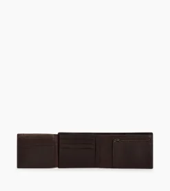 Portefeuille horizontal zippé 2 volets en cuir huilé - Brown