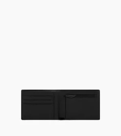 Portefeuille horizontal zippé 2 volets Charles en cuir grainé - Black
