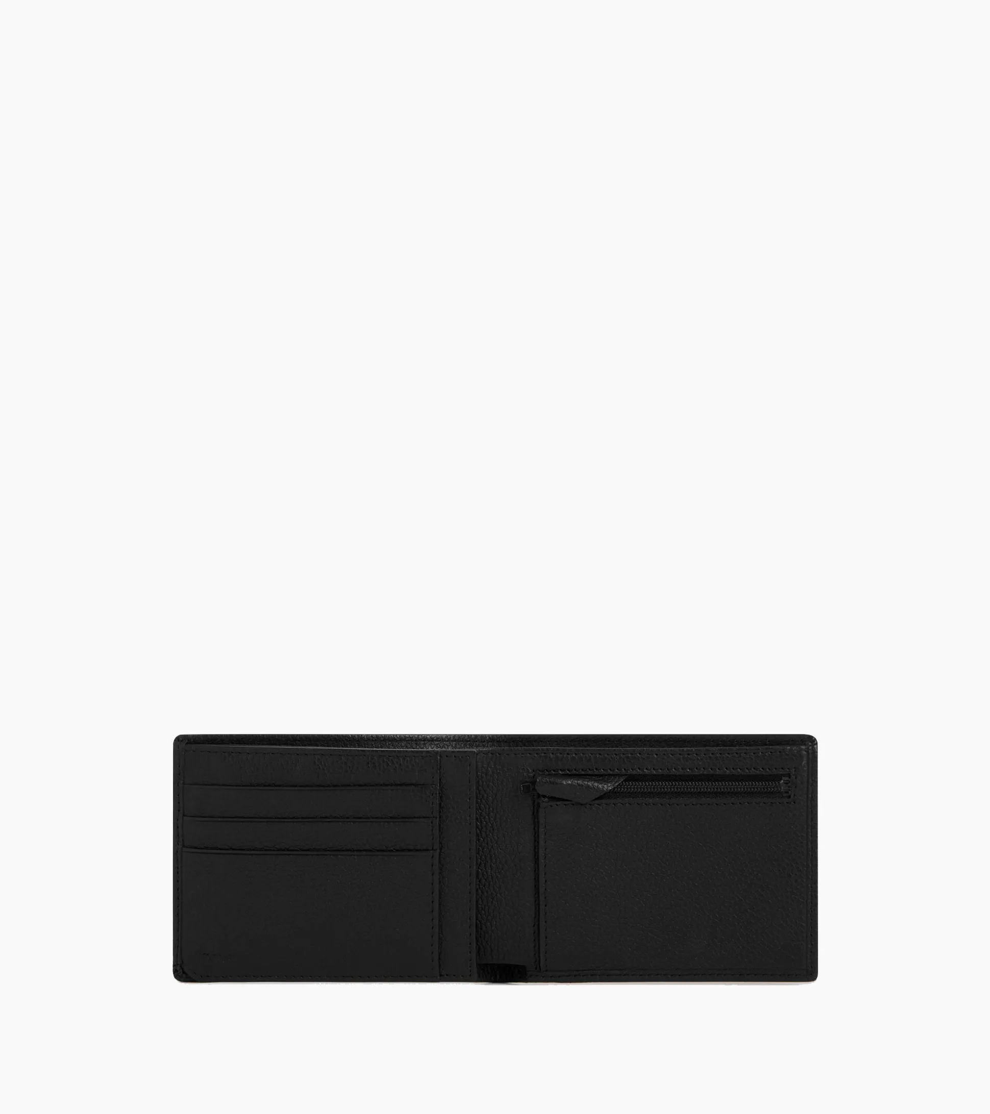 Portefeuille horizontal zippé 2 volets Charles en cuir grainé - Black