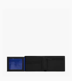 Portefeuille horizontal zippé 2 volets Charles en cuir grainé - Black