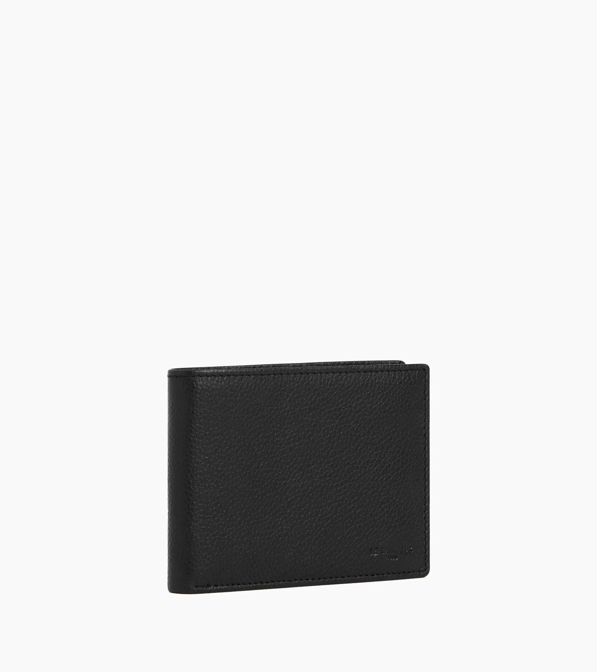 Portefeuille horizontal zippé 2 volets Charles en cuir grainé - Black