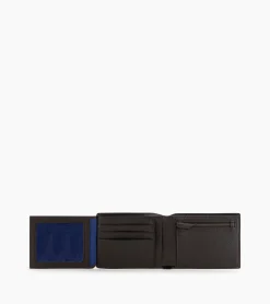Portefeuille horizontal zippé 2 volets Charles en cuir grainé - Brown Coffee Chalk White
