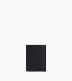 Portefeuille moyen modèle vertical zippé 2 volets Charles en cuir grainé - Black