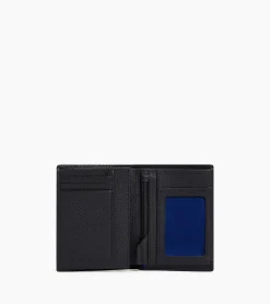 Portefeuille moyen modèle vertical zippé 2 volets Charles en cuir grainé - Black