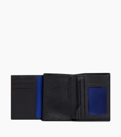 Portefeuille moyen modèle vertical zippé 2 volets Charles en cuir grainé - Black