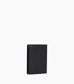 Portefeuille moyen modèle vertical zippé 2 volets Charles en cuir grainé - Black