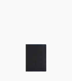 Portefeuille moyen modèle vertical zippé 2 volets Charles en cuir grainé - Black Le Bleu