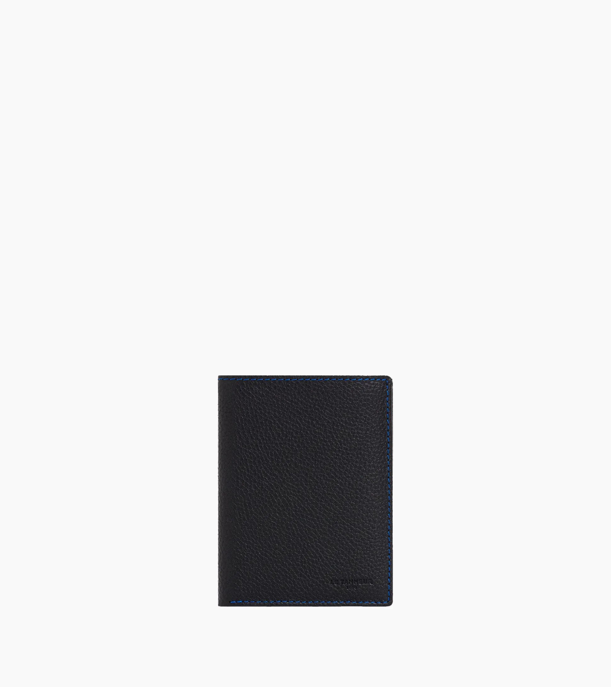 Portefeuille moyen modèle vertical zippé 2 volets Charles en cuir grainé - Black Le Bleu