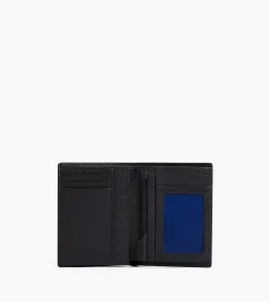 Portefeuille moyen modèle vertical zippé 2 volets Charles en cuir grainé - Black Le Bleu