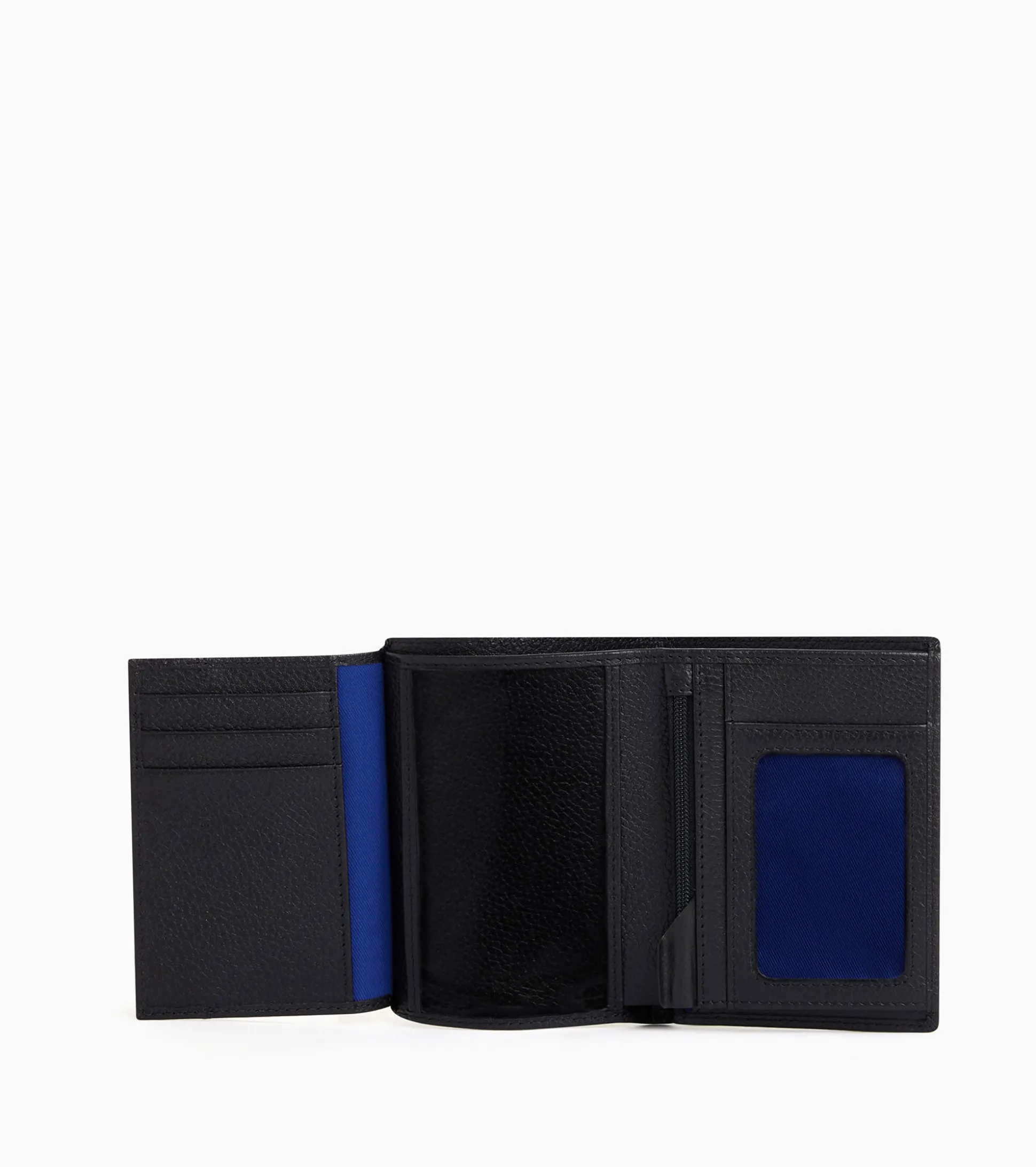 Portefeuille moyen modèle vertical zippé 2 volets Charles en cuir grainé - Black Le Bleu
