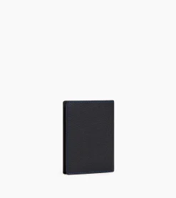 Portefeuille moyen modèle vertical zippé 2 volets Charles en cuir grainé - Black Le Bleu