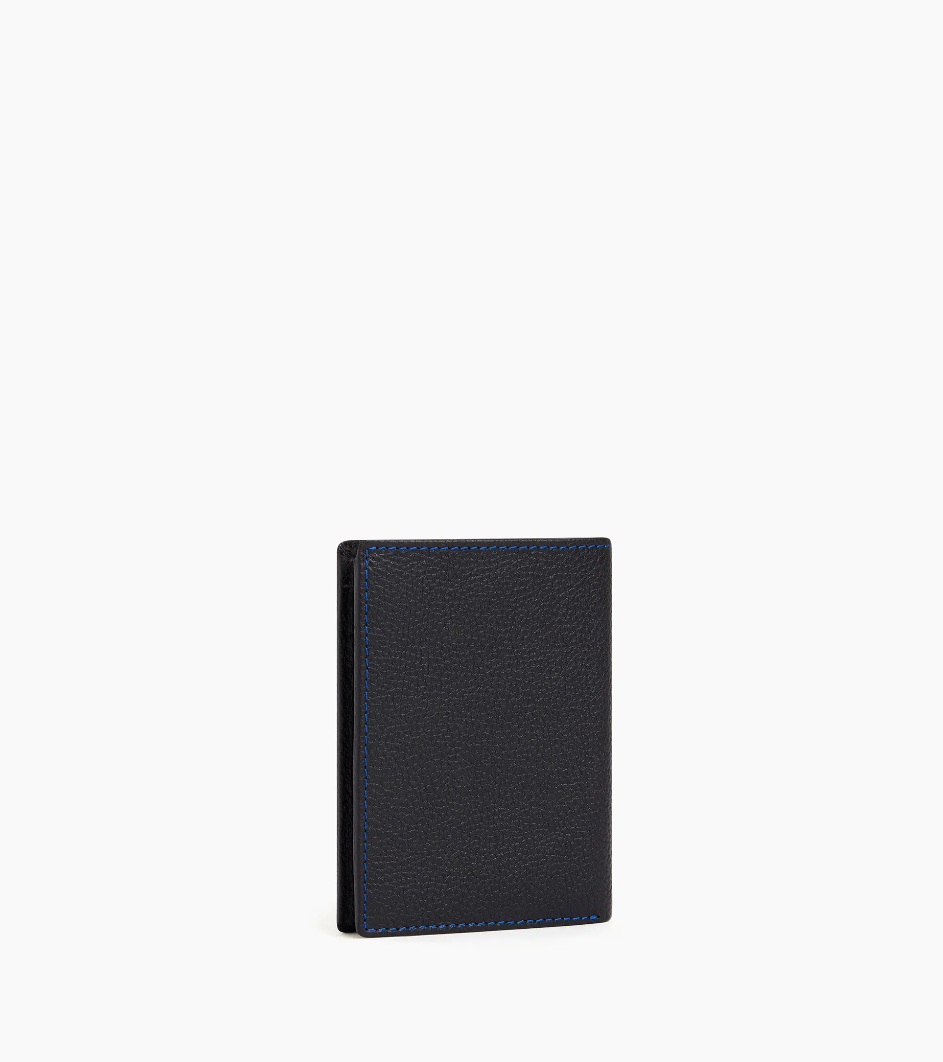 Portefeuille moyen modèle vertical zippé 2 volets Charles en cuir grainé - Black Le Bleu