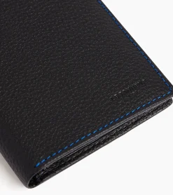 Portefeuille moyen modèle vertical zippé 2 volets Charles en cuir grainé - Black Le Bleu