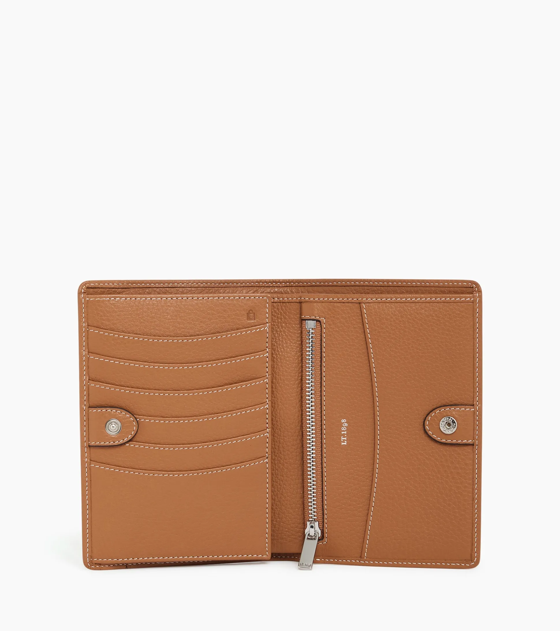 Portefeuille moyen modèle Romy en cuir grainé - Brown Tan