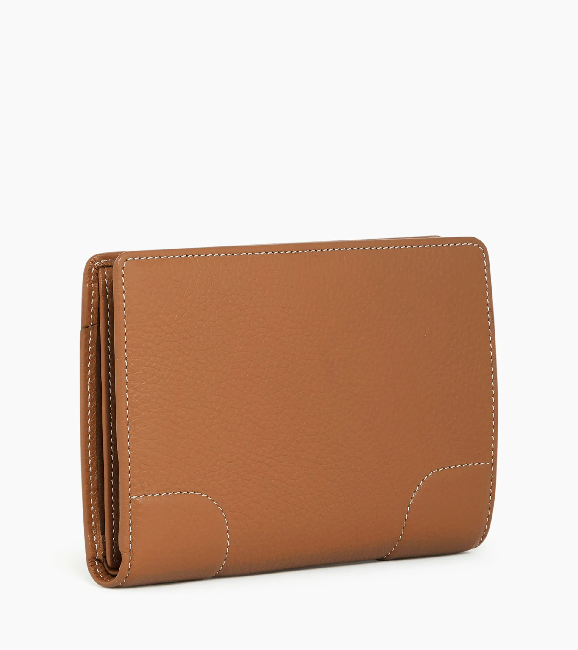 Portefeuille moyen modèle Romy en cuir grainé - Brown Tan