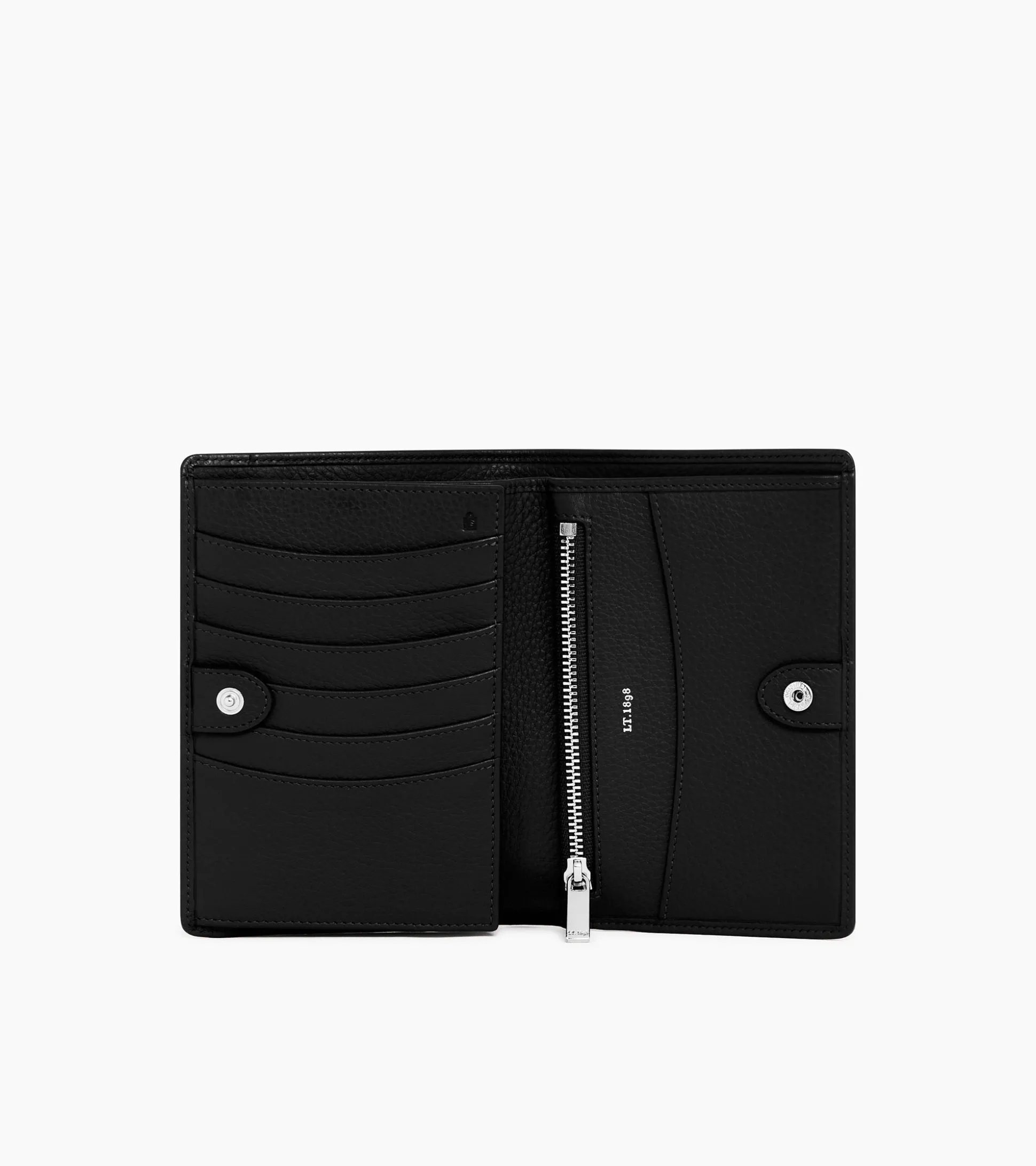 Portefeuille moyen modèle Romy en cuir grainé - Black