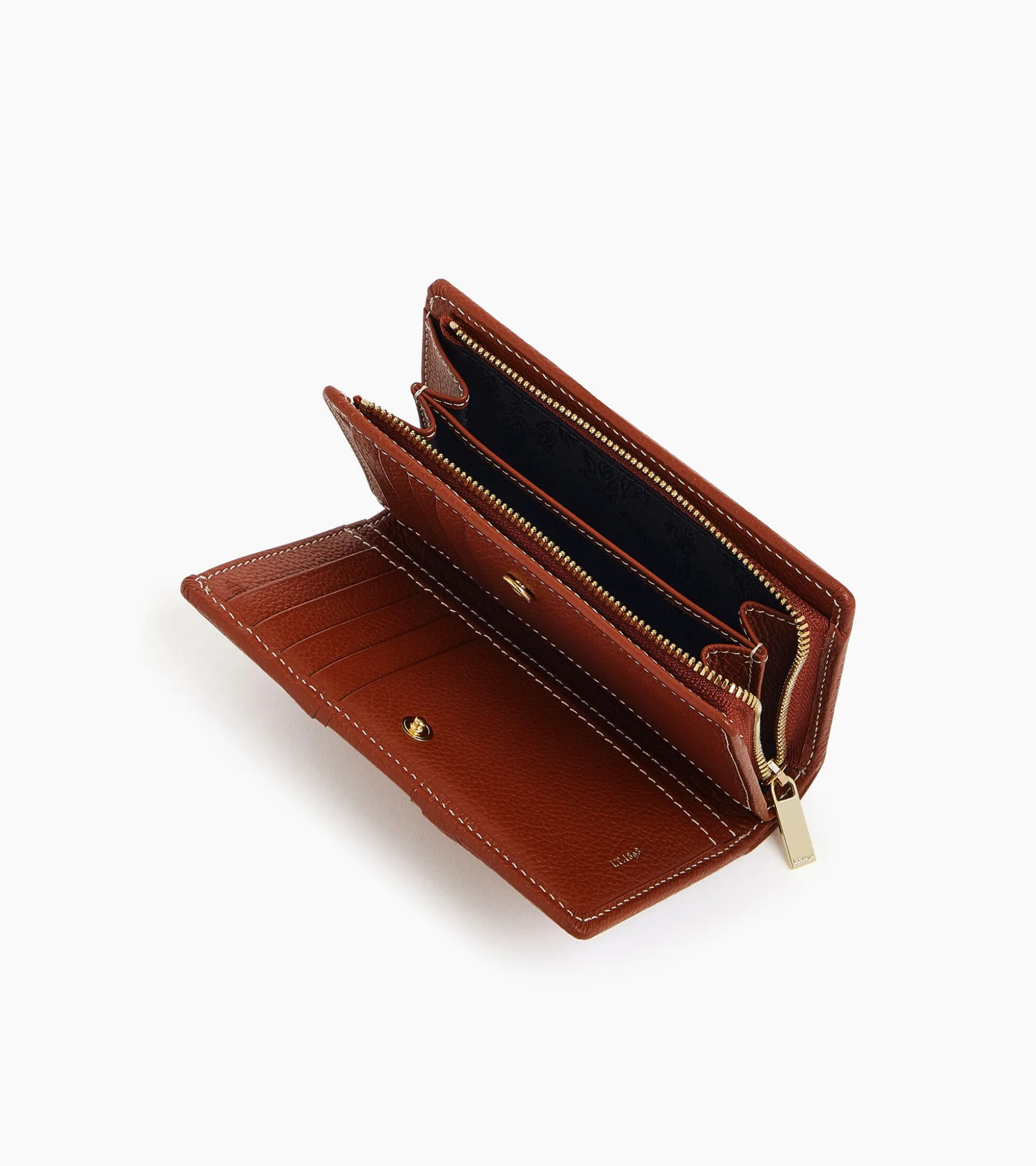 Portefeuille moyen modèle Ella en cuir grainé - Mahogany Brown