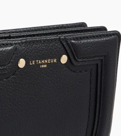 Portefeuille moyen modèle Ella en cuir grainé - Black
