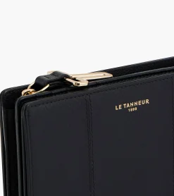 Portefeuille moyen modèle Juliette en cuir grainé - Black
