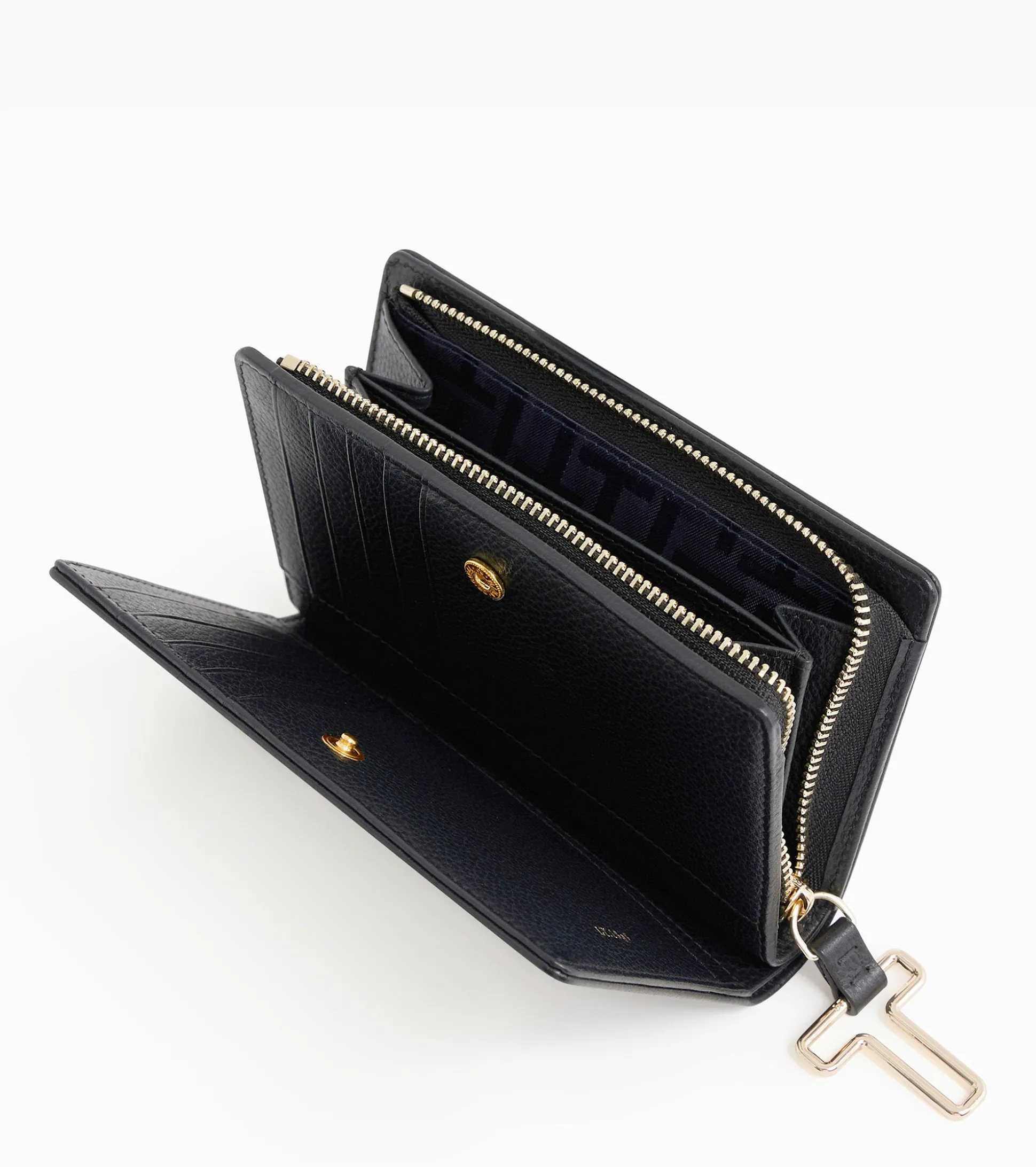 Portefeuille moyen modèle Juliette en cuir grainé - Black