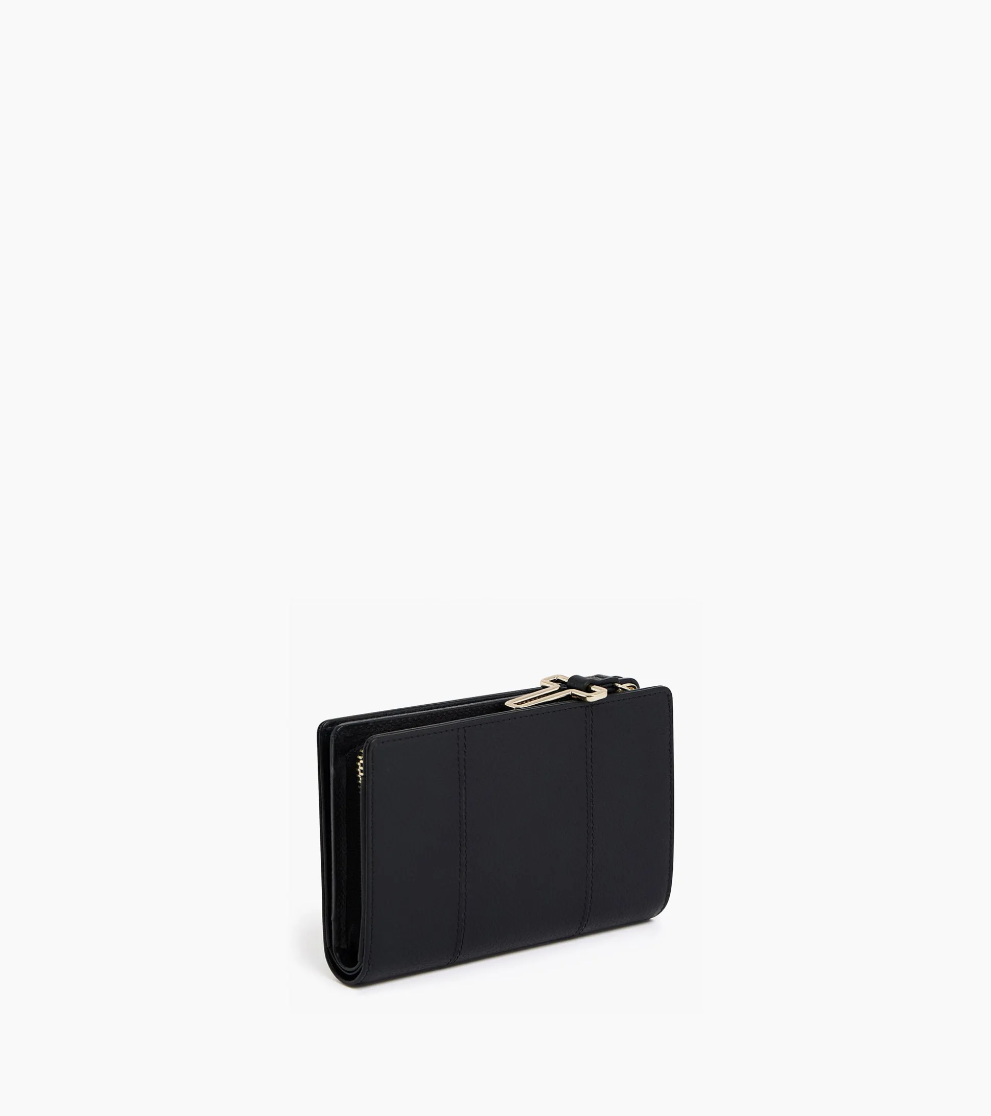 Portefeuille moyen modèle Juliette en cuir grainé - Black