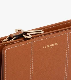 Portefeuille moyen modèle Juliette en cuir grainé - Brown Tan
