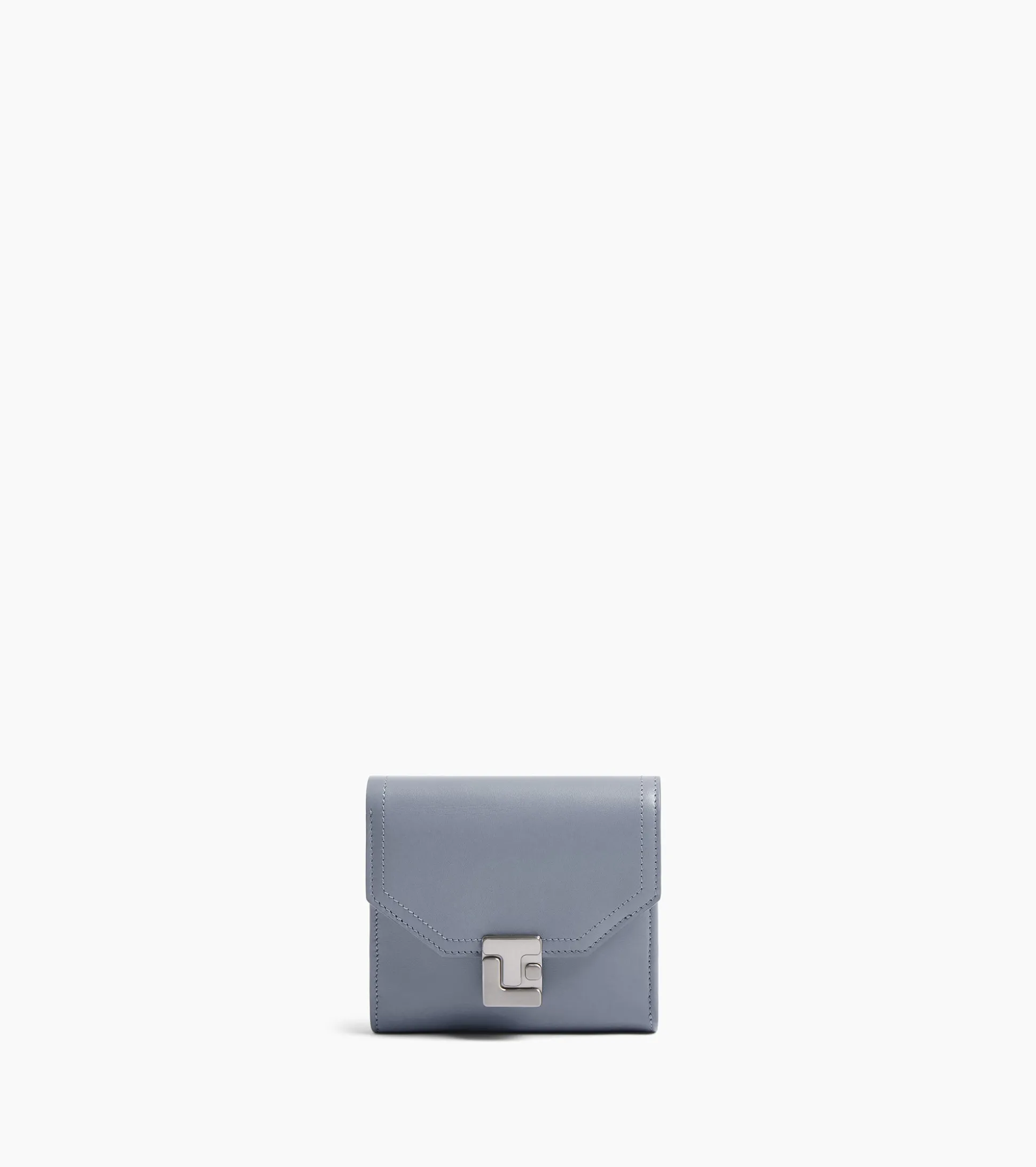 Portefeuille Rose en cuir lisse - BLEU ARGILE