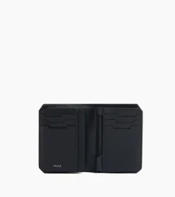 Portefeuille vertical 2 volets Gaston en cuir grain croisé - Black