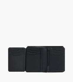 Portefeuille vertical 2 volets Gaston en cuir grain croisé - Black