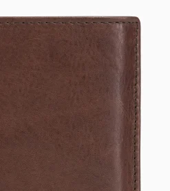 Portefeuille vertical moyen modèle zippé 3 volets en cuir huilé - Brown
