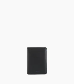 Portefeuille vertical moyen modèle zippé 2 volets Martin en cuir lisse - Black
