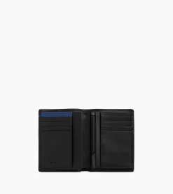 Portefeuille vertical moyen modèle zippé 2 volets Martin en cuir lisse - Black