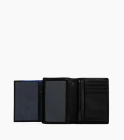 Portefeuille vertical moyen modèle zippé 2 volets Martin en cuir lisse - Black