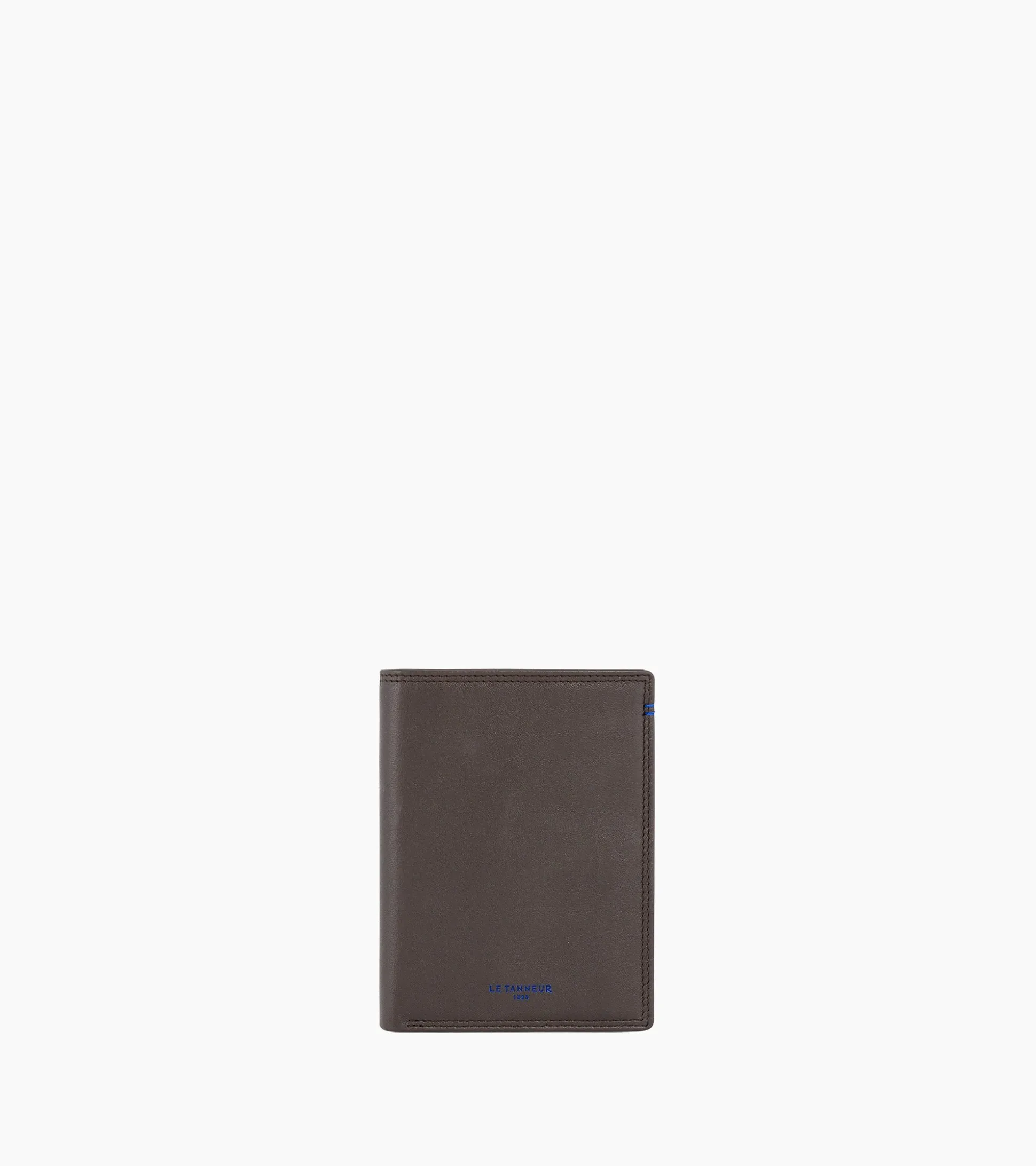 Portefeuille vertical moyen modèle zippé 2 volets Martin en cuir lisse - Coffee Brown