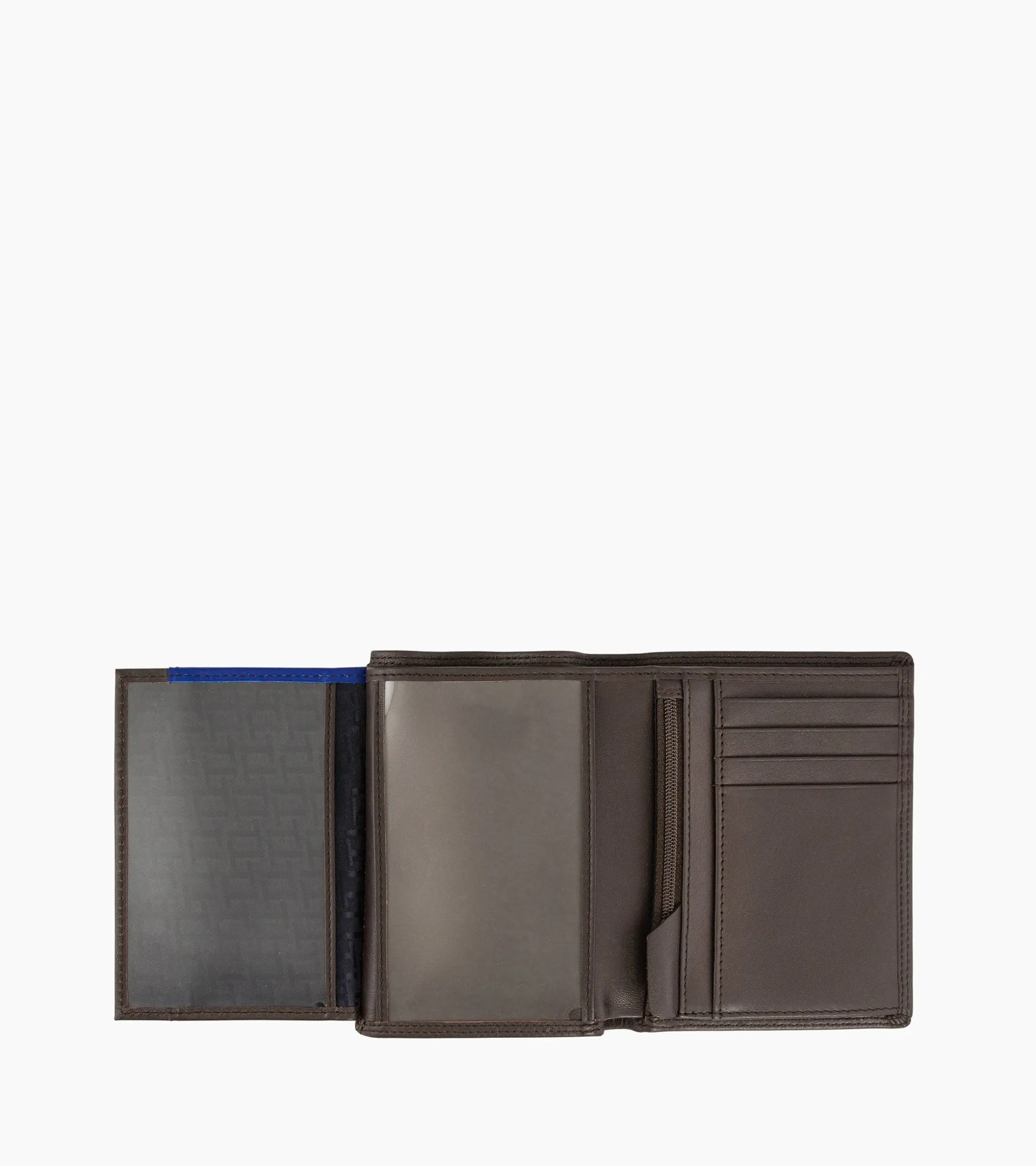Portefeuille vertical moyen modèle zippé 2 volets Martin en cuir lisse - Coffee Brown