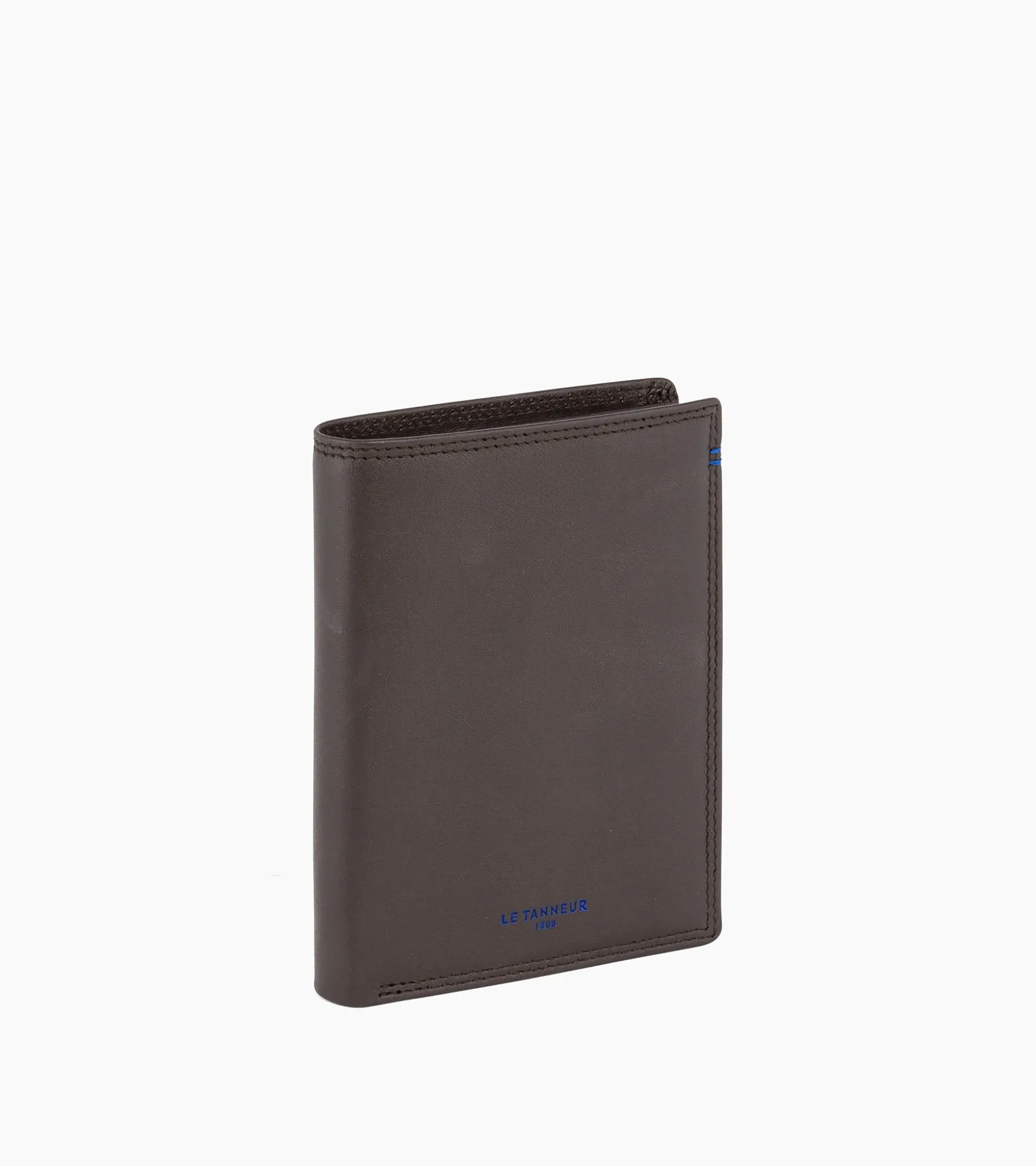 Portefeuille vertical moyen modèle zippé 2 volets Martin en cuir lisse - Coffee Brown