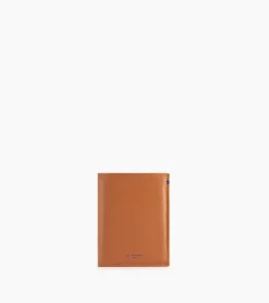Portefeuille vertical moyen modèle zippé 2 volets Martin en cuir lisse - Brown Tan