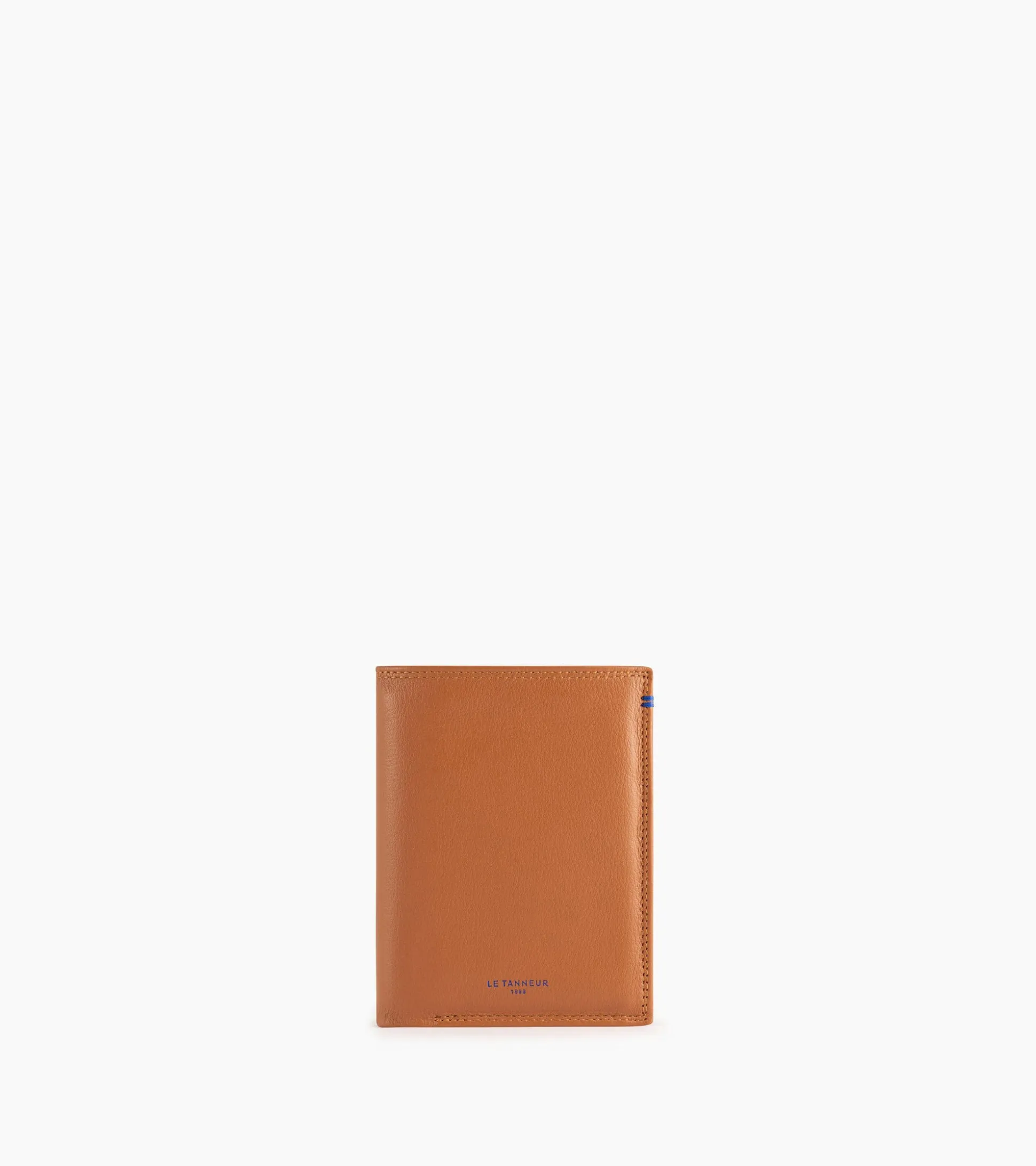 Portefeuille vertical moyen modèle zippé 2 volets Martin en cuir lisse - Brown Tan