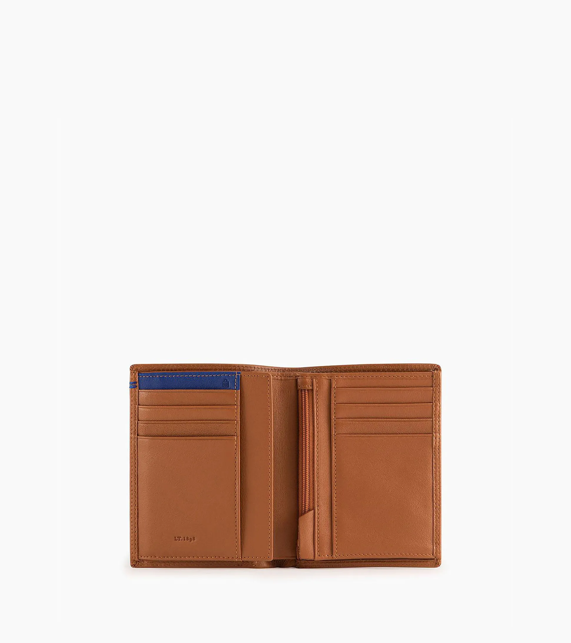 Portefeuille vertical moyen modèle zippé 2 volets Martin en cuir lisse - Brown Tan