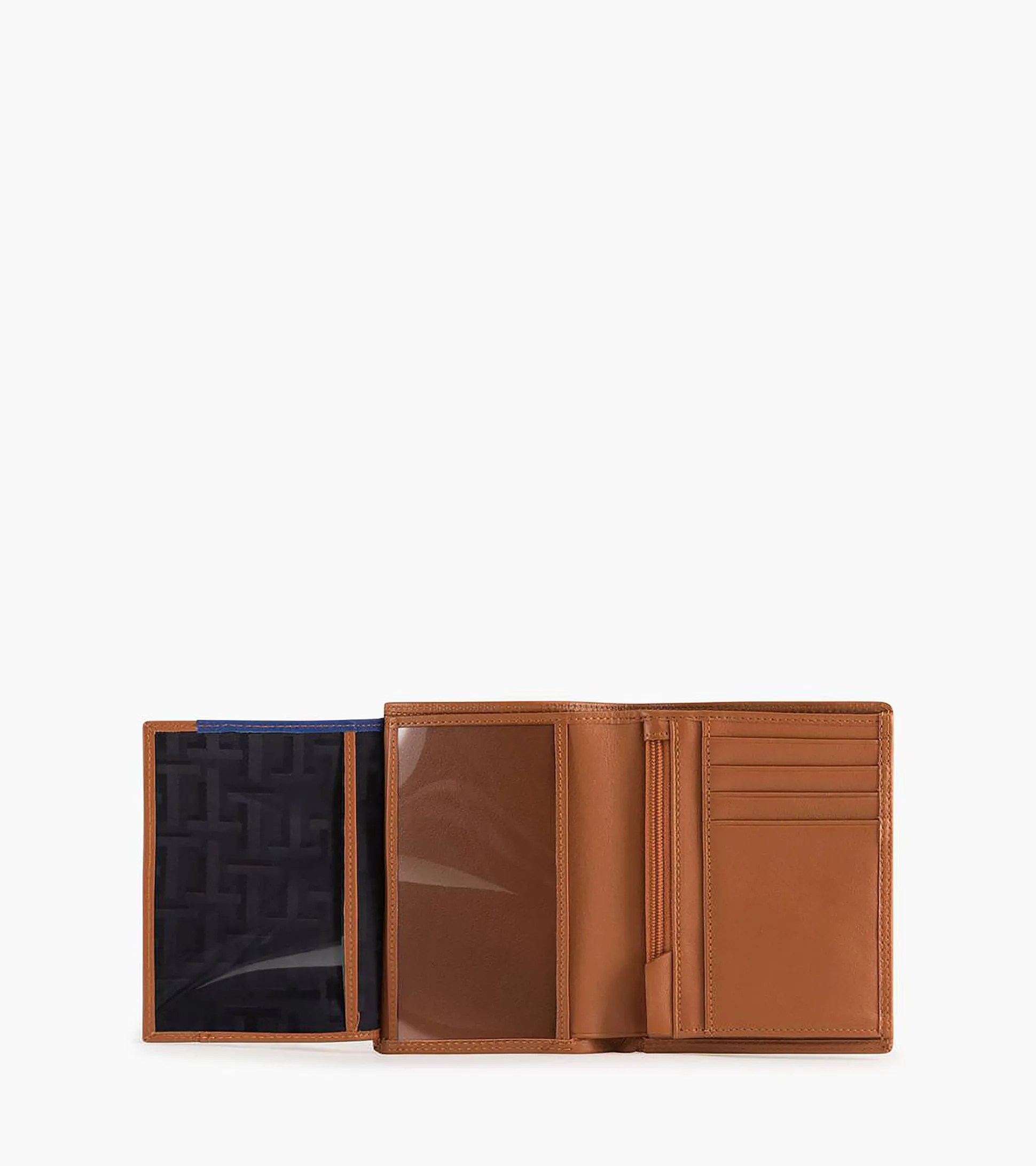 Portefeuille vertical moyen modèle zippé 2 volets Martin en cuir lisse - Brown Tan