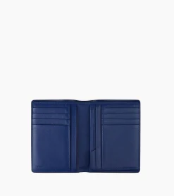 Portefeuille vertical poche monnaie zippée Augustin en cuir grainé - Black Le Bleu