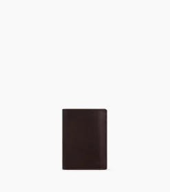 Portefeuille vertical zippé 2 volets Gary en cuir huilé - Brown