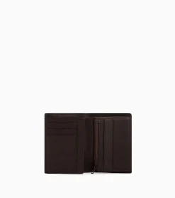 Portefeuille vertical zippé 2 volets Gary en cuir huilé - Brown