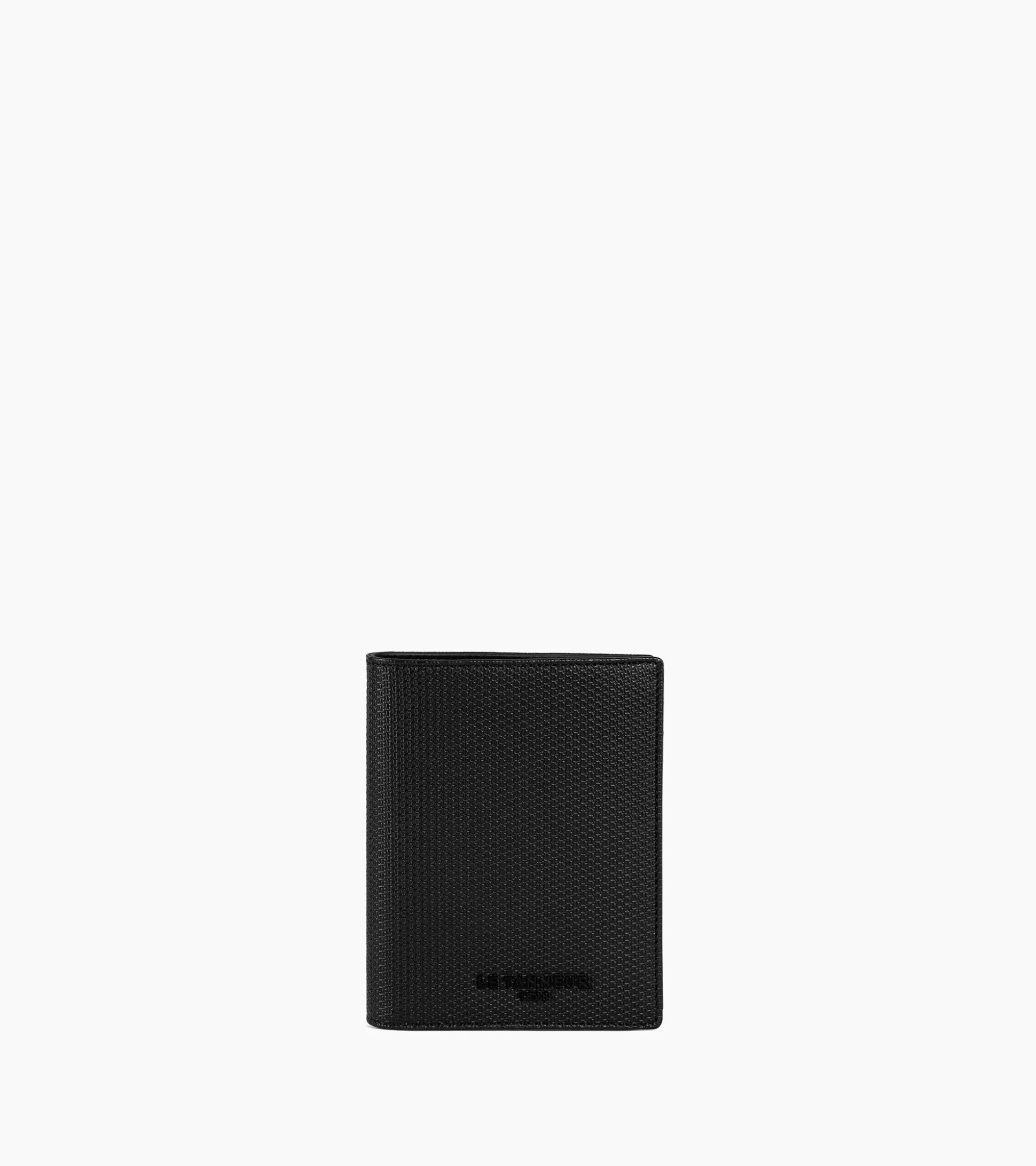 Portefeuille vertical zippé 2 volets Emile en cuir signature T - Black