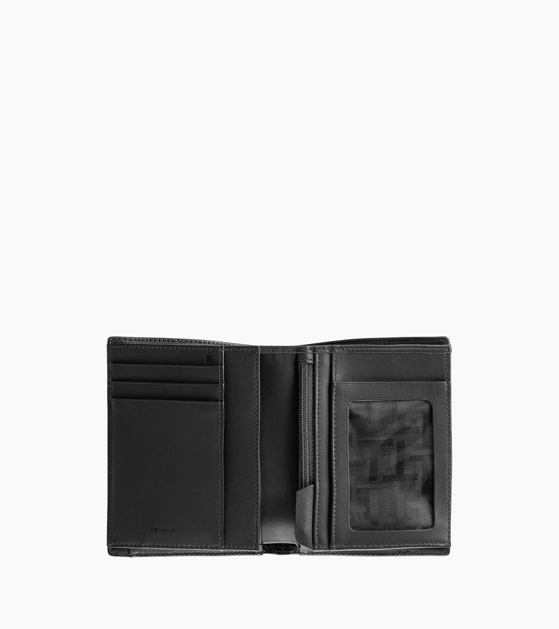Portefeuille vertical zippé 2 volets Emile en cuir signature T - Black