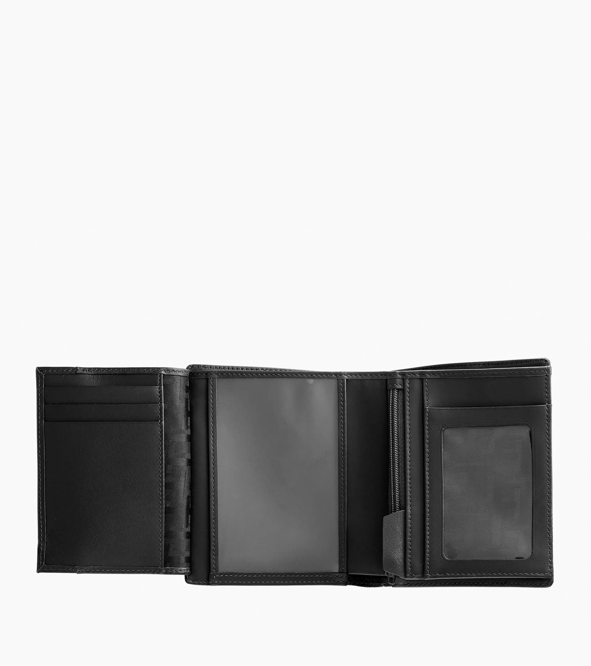 Portefeuille vertical zippé 2 volets Emile en cuir signature T - Black